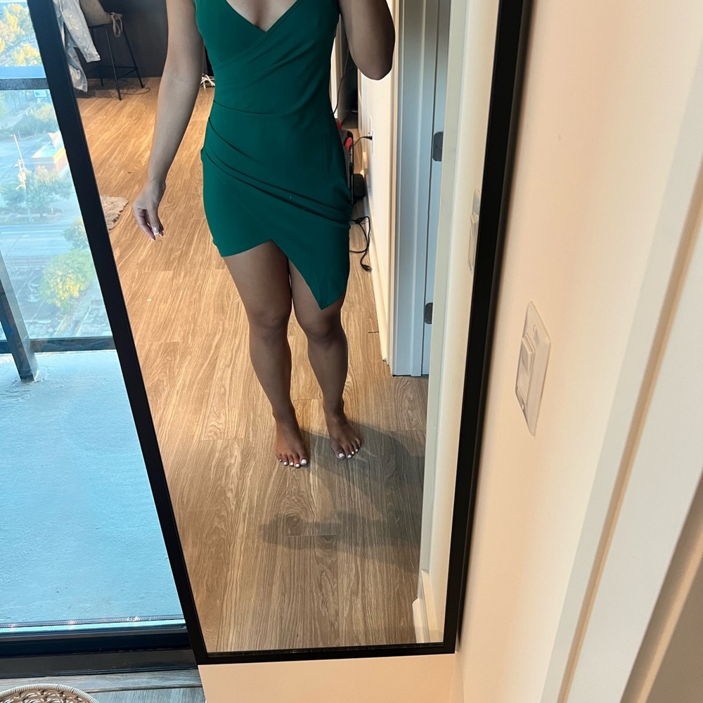 Elegant Green Wrap Dress